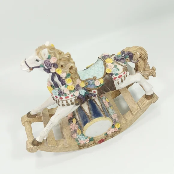 Musical Rocking Horse Vintage Music Box Horse White - Picture 3 of 8